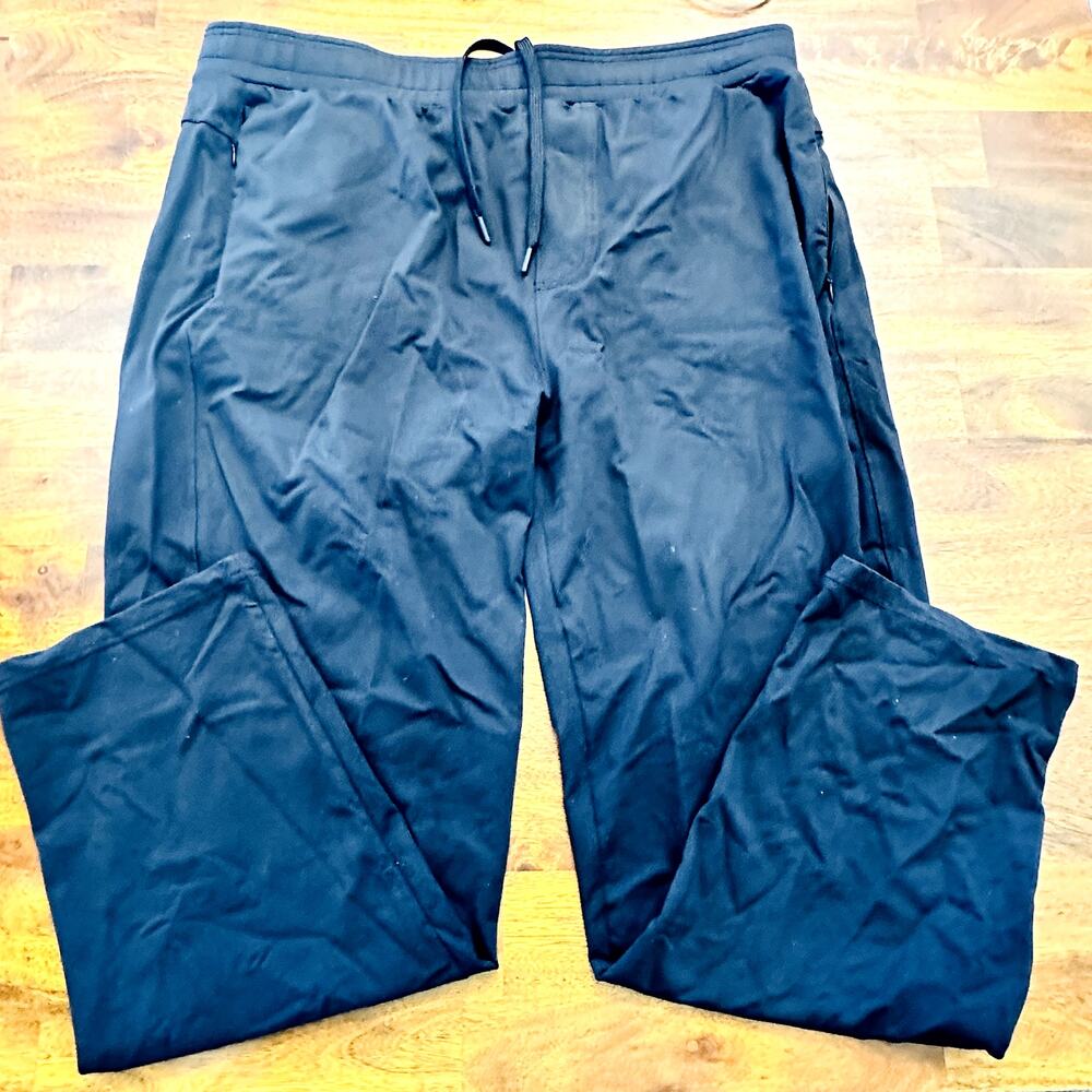 Public Rec Black Athletic Pants Mens 42/30 Pull On Drawstring Nylon Spandex